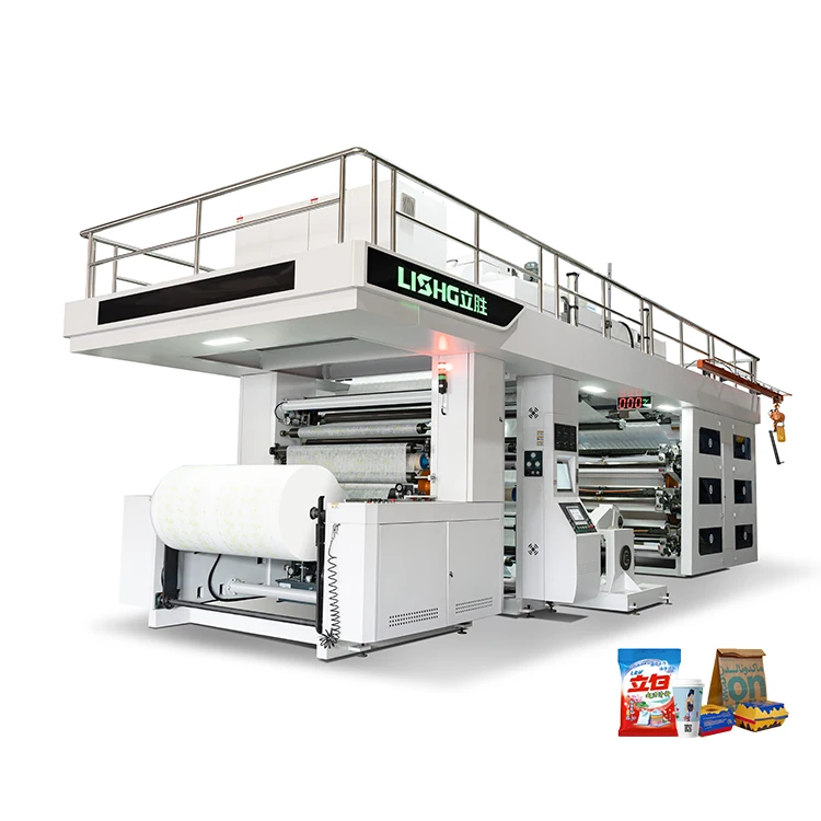 6 Colors High speed Ci Type Flexographic Central drum Rotogravure Offset Plastic Bag Paper Printing Machine
