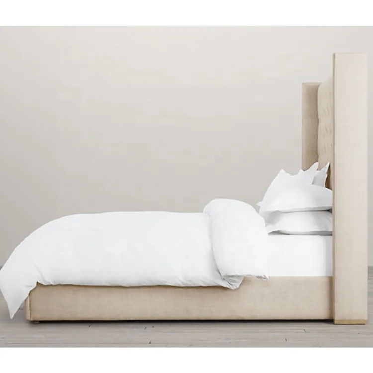 American luxury modern wooden soft lazy plywood upholstered high headboard double and chesterfield single size twin tufted bed