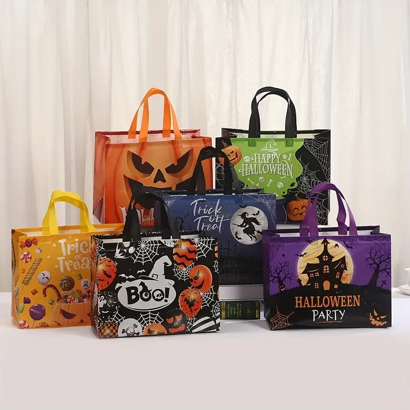 Reusable Trick Treat Halloween Bag with Handle Non Woven Halloween Party Decorations For Halloween Supplies