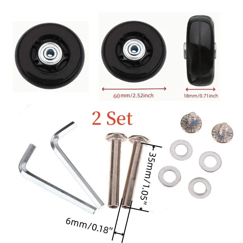 4018mm 5018mm universal luggage caster wheel repair suitcase luggage replacement wheels with axles and ball bearing