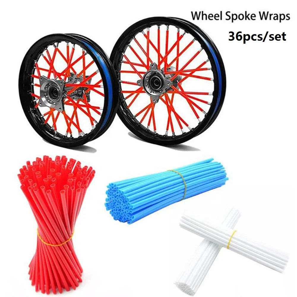 36PCS Motorcycle Accessory Wheel Rim Spoke Wrap Kit Skins Protector Cover Motocross Bicycle Bike Dirt Bike Spoke Covers