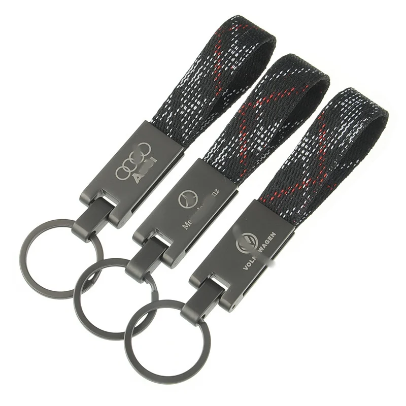 Logo custom Oxford nylon ribbon key chain for mercedes-benz Audi BMW  Chevrolet Volt Tesla Toyota Key Ring Pendant