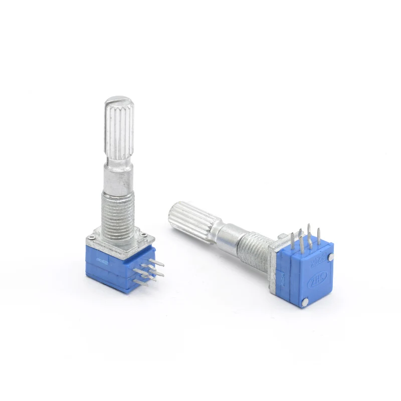 9mm custom 18 knurle  metal shaft with busing with thread vertical H=6.5mm dual  precision  rotary potentiometer