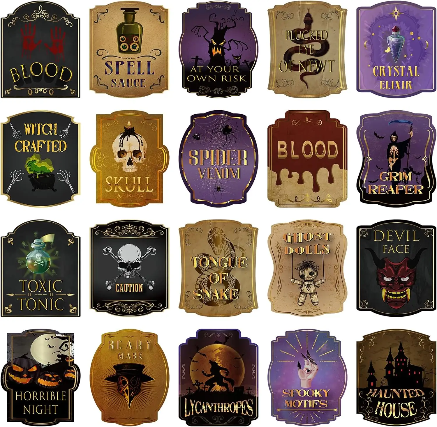 Assorted Apothecary Potion Labels Decals for Wine Bottle Decoration Crafts DIY