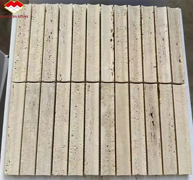 Interior Decoration White Travertine Fireplace Tiles Concave Honed Fluted Wall Marble Wall Panel for Living Room Bathroom