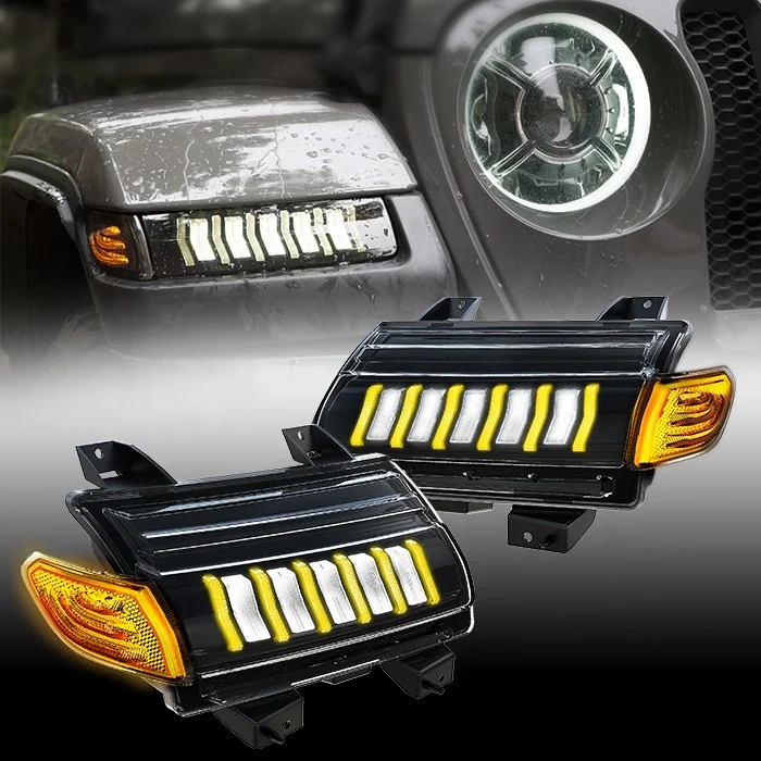 JL Sport Sequential led turn signal wheel eyebrow lights Daytime running light led side marker for 2018+ Jeep JL/JT SPORT/SPORTS