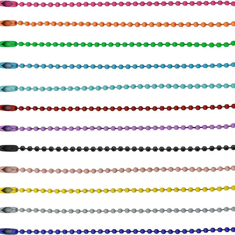 Metal Ball Bead Chains with Connectors 2.4mm Iron Ball Chain Keychains DIY Necklace Jewelry Making/Hanging Ornament/Craft
