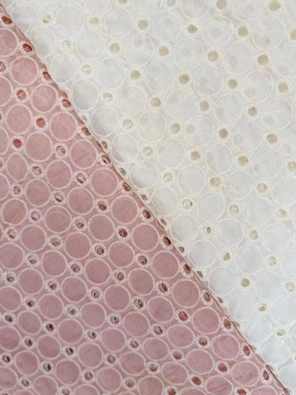 AFFNINTY Wholesale Custom Soft White Circular Pattern Hollow Embroidery Guipure Lace Fabric For Clothes