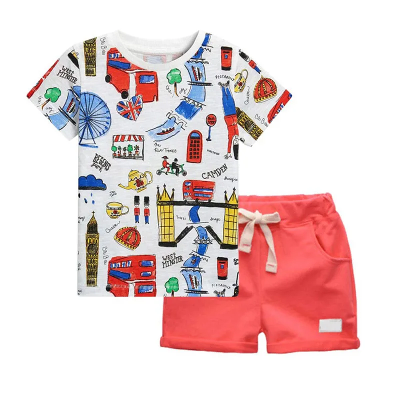 2022 Boy Short Sleeve T-shirt And Shorts Kid Brand New Design Wear  2 Pcs Summer Outfit Clothing Set/