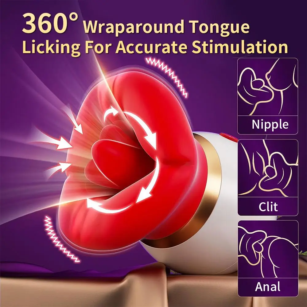 GYF 3IN1 Mouth-Shaped Sucking Vibrator, 10 Tongue Licking Nipples Anal Clit Sucker  Vibrator