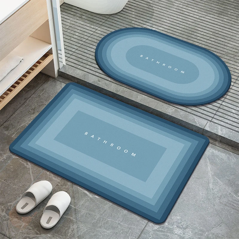 Wholesale Bathroom Rug Custom Logo Pattern Size Nonslip Fast Drying Sublimation Diatomite Bath Mat