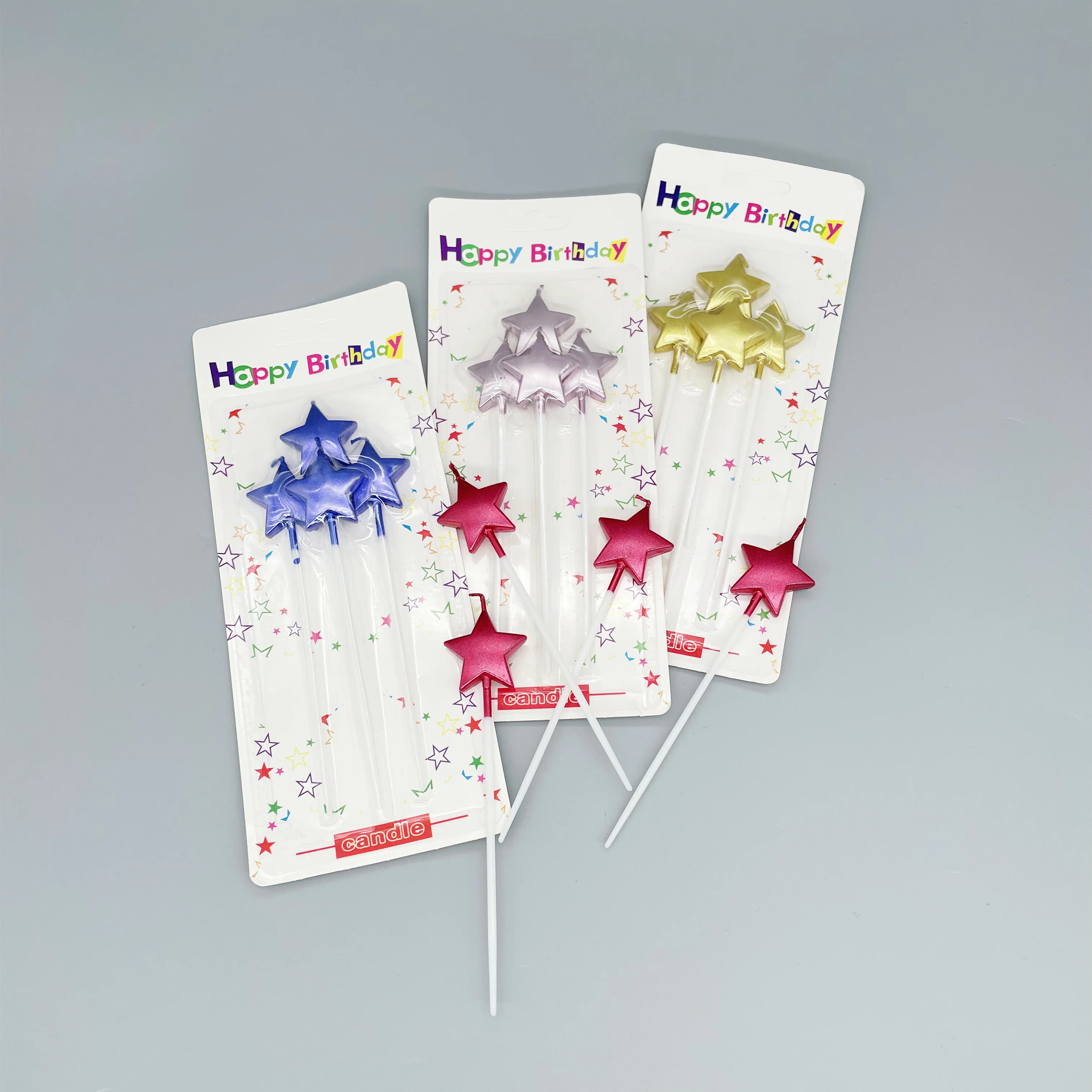 Fashion pastel birthday cake star number candle