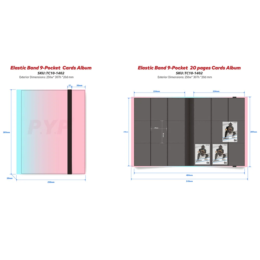 9 Pocket Sport Trading Card Albums Folder Sleeves Side Loading Premium PP Card Book Card Holder Binders & Pages 9-Pockets
