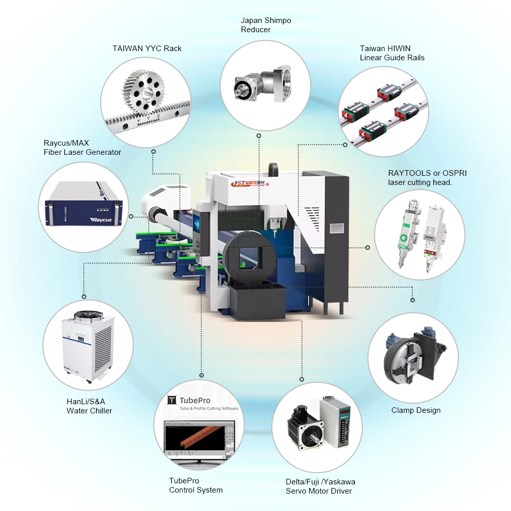 Professional Laser Equipment 3000W 6000W Automatic Loading Ss Carbon Stainless Steel Metal Tube Laser Pipe Cutting Machine