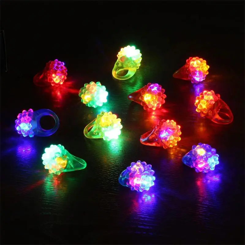 YYPD LED Light Up Porcupine Spike Rings Bulk Binky Jelly Ring Party Favor for Bar and Parties Assorted Colors