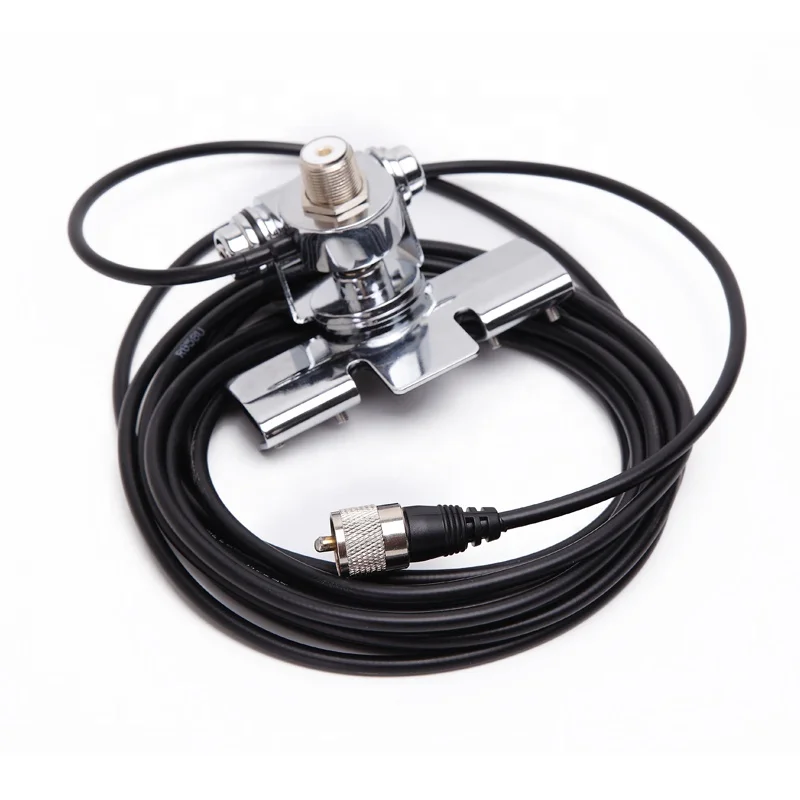 5R feeder + RB-400 Clip for mobile car radio Clip Nagoya RB-400 Sliver Car Antenna Mount Bracket 5M Feeder Cable PL259 Connector