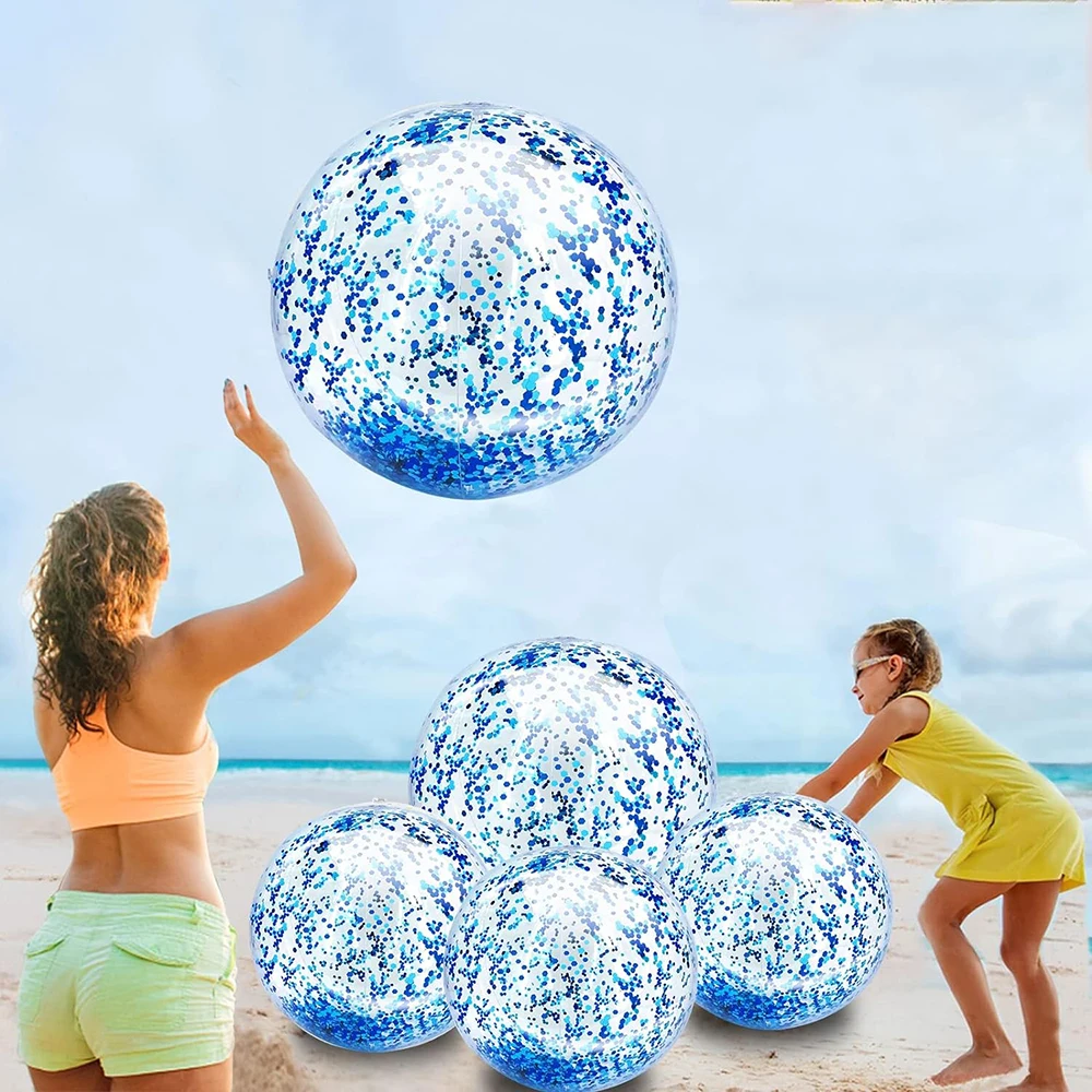 Wholesale Sequin Beach Ball Jumbo Pool Toys Balls Confetti Glitter Inflatable Clear Beach Ball Swimming Pool Water Fun Toys