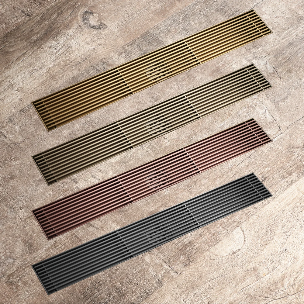 Stainless Steel Bronze / Brushed Gold / Rose Gold / Gray 60x7cm Linear Floor Drain Toilet Bathroom Shower Anti-odor Drains