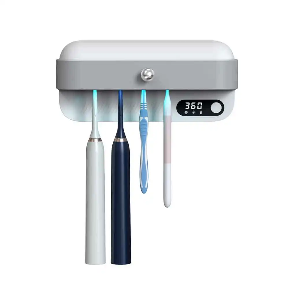 Factory Wholesale UVC Toothbrush Sterilizer Holder with Drying Function Double use Holder For Razor And Toothbrush