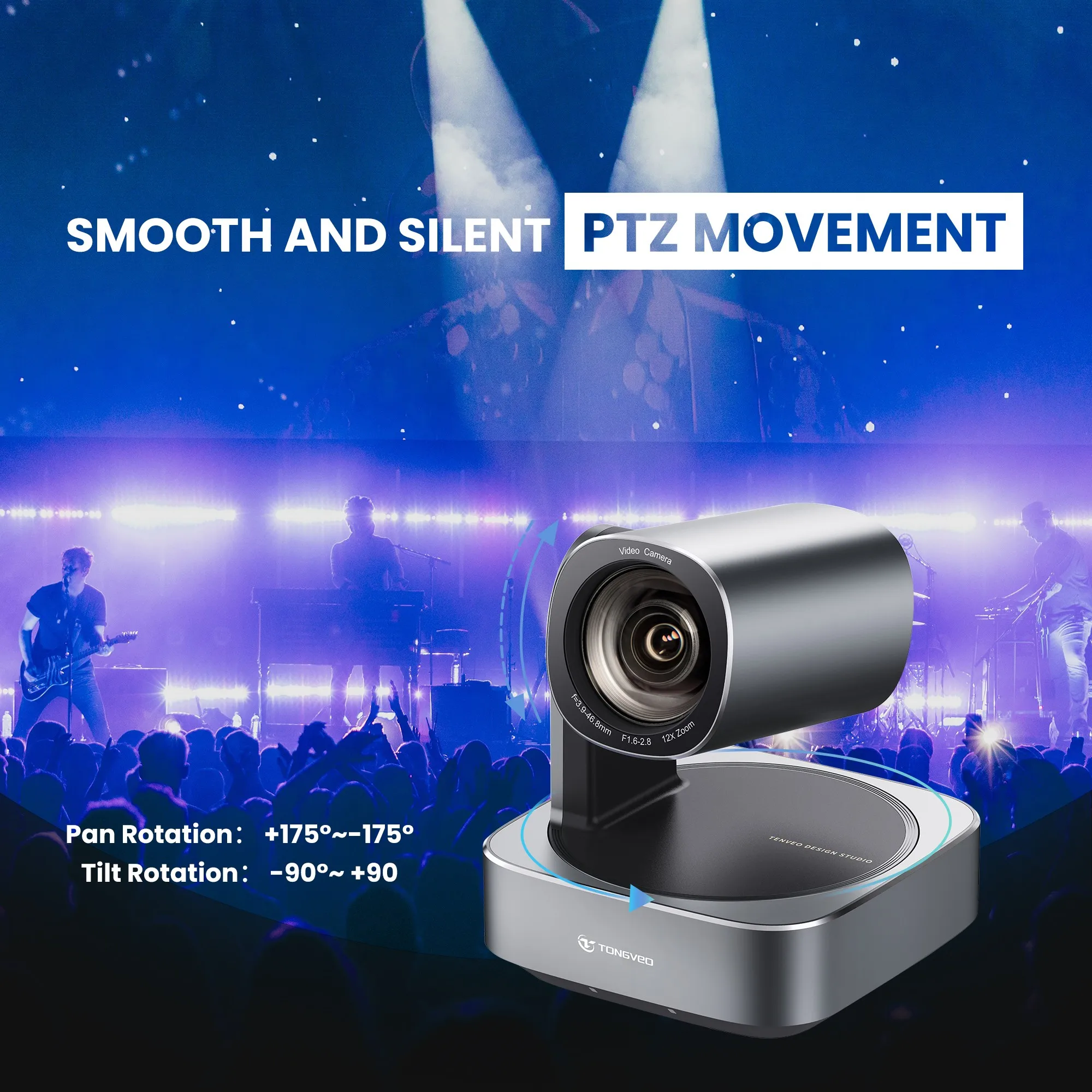 Live Streaming 4K UHD Video Camera 12X Optical Zoom Conference PTZ Camera for Remote Collaboration Broadcast