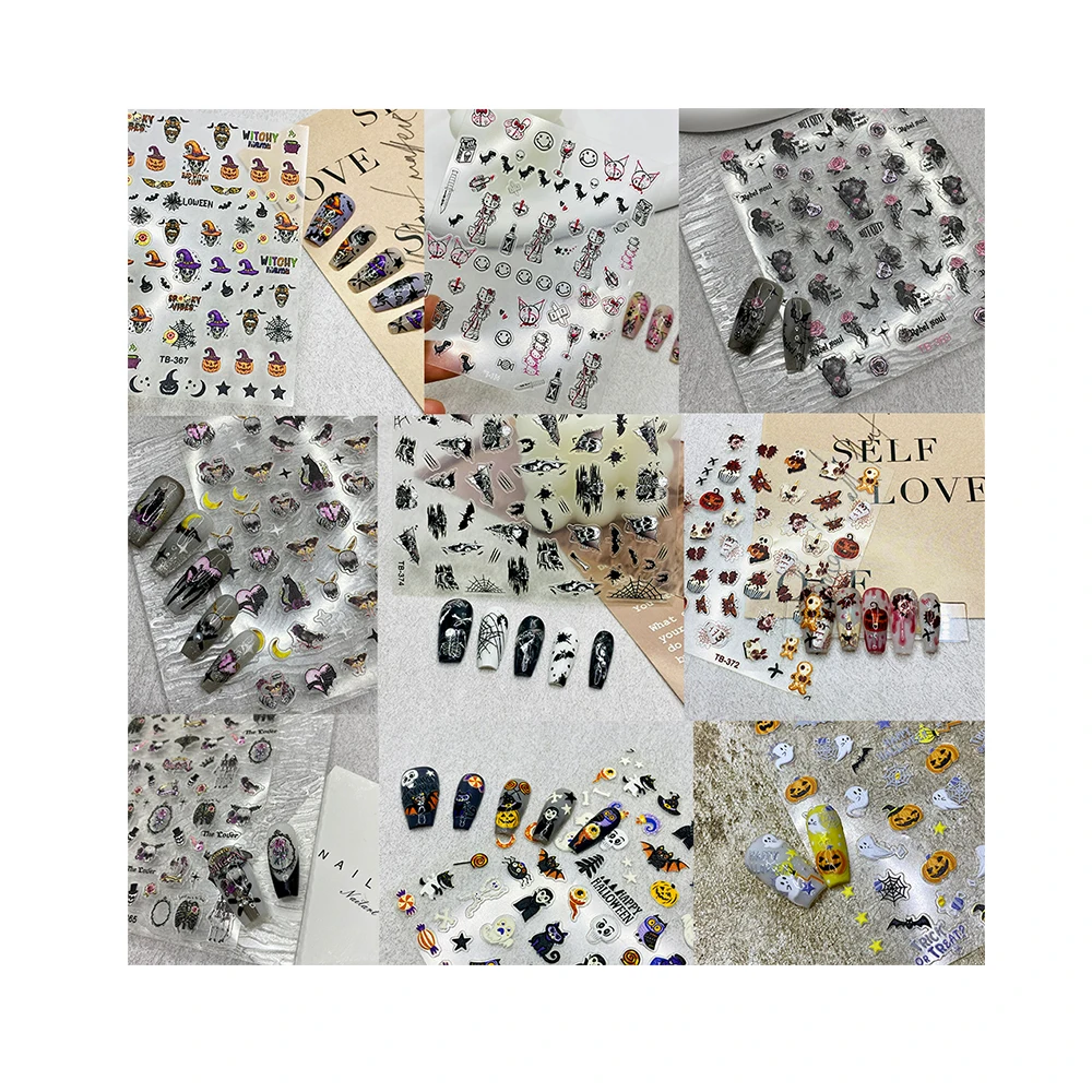 5d Press On Nails Halloween Nail Stickers For Women Kids Halloween Nail Wraps