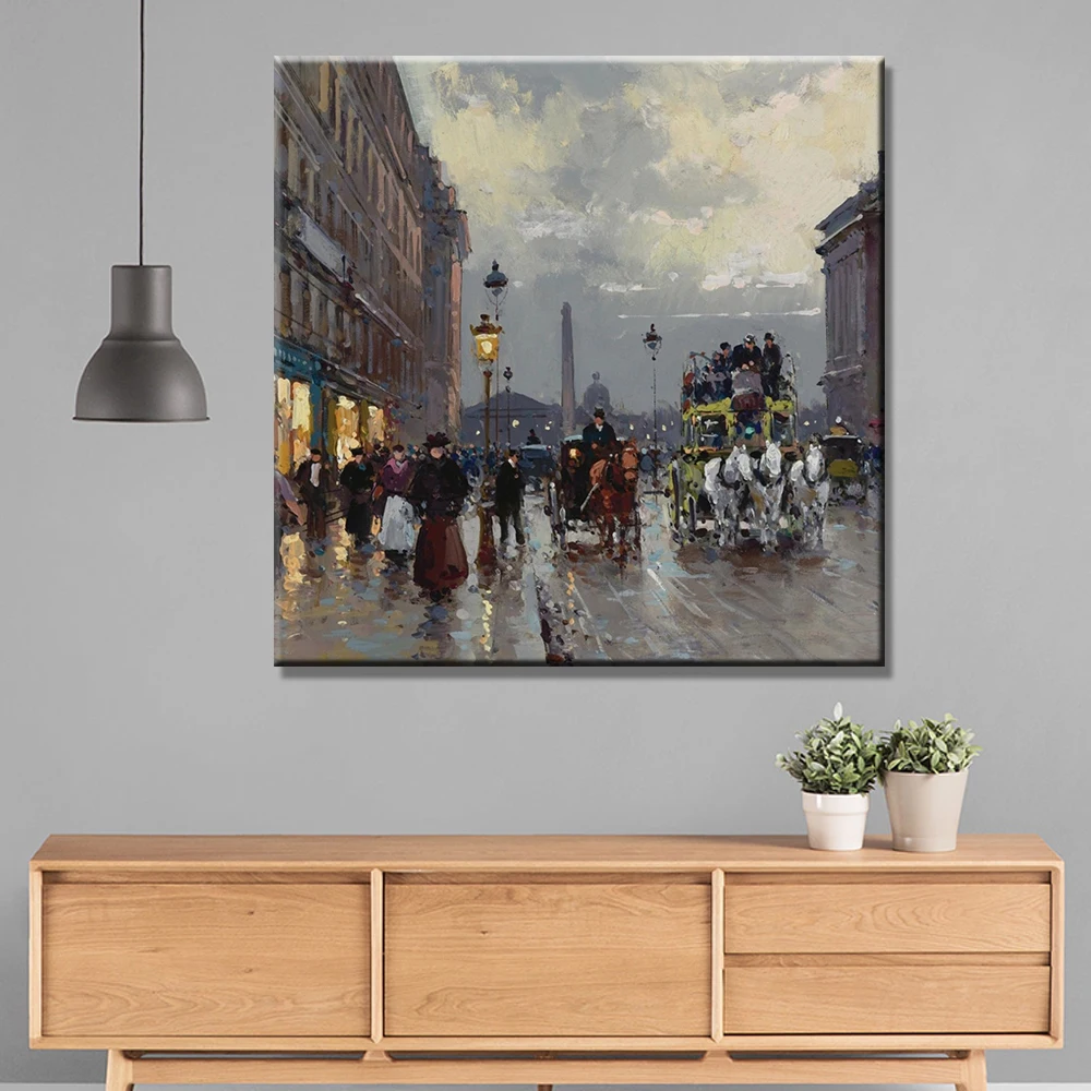 High Quality Outdoor Waterproof Wall Art Paris Street Scenes Knife Oil Paintings