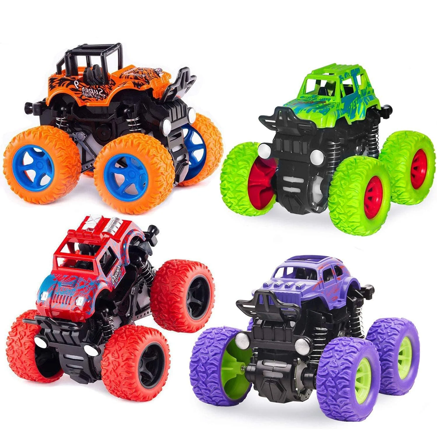 Friction Toy Vehicles Monster Truck 360 Degree Rotation Off Road 4x4 Stunt Car Kids Inertial Car Boy Toys