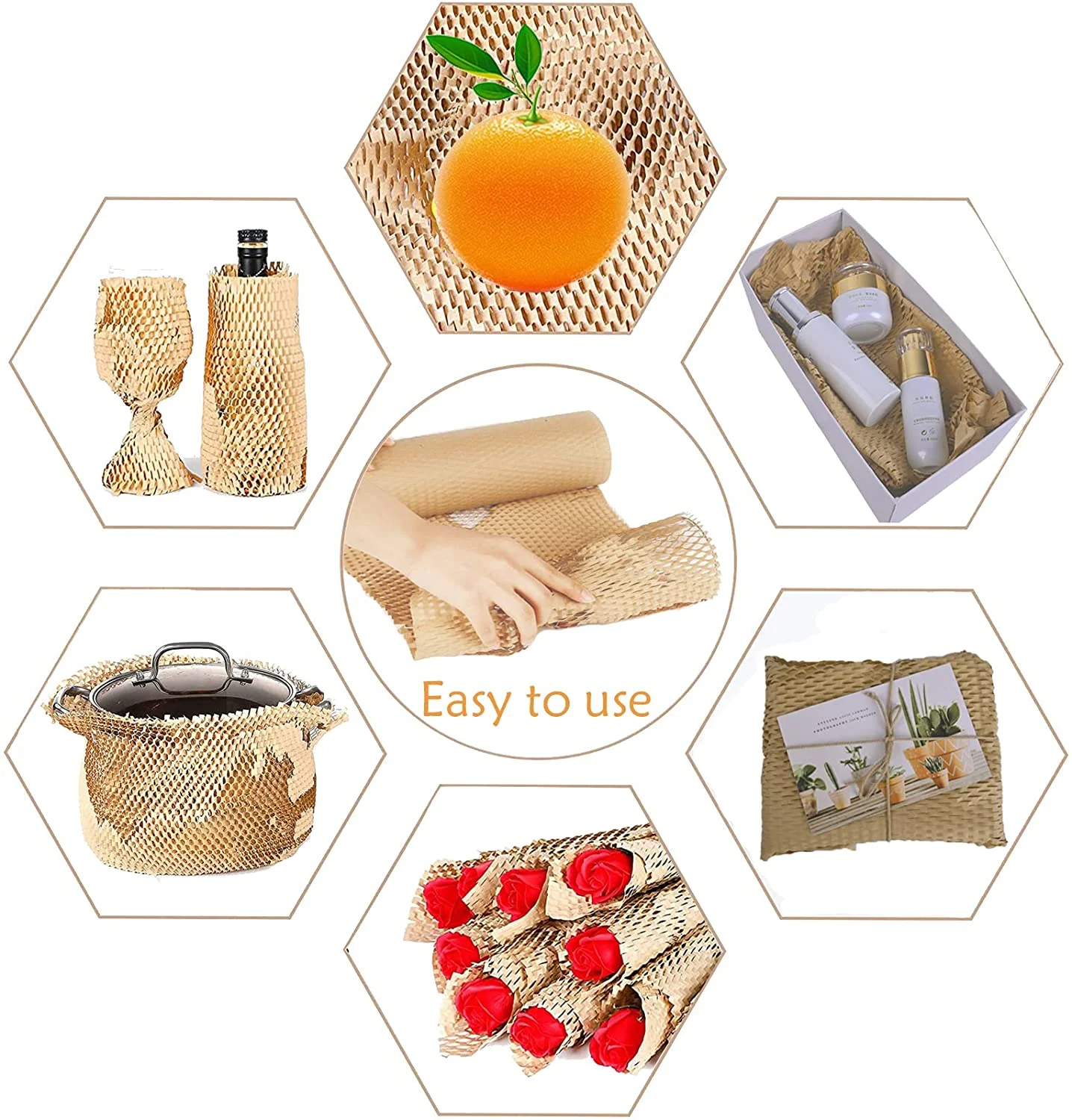 High Quality Kraft Wrapping Paper Eco-Friendly Wrap Packaging Cushion Kraft Honeycomb Paper Roll