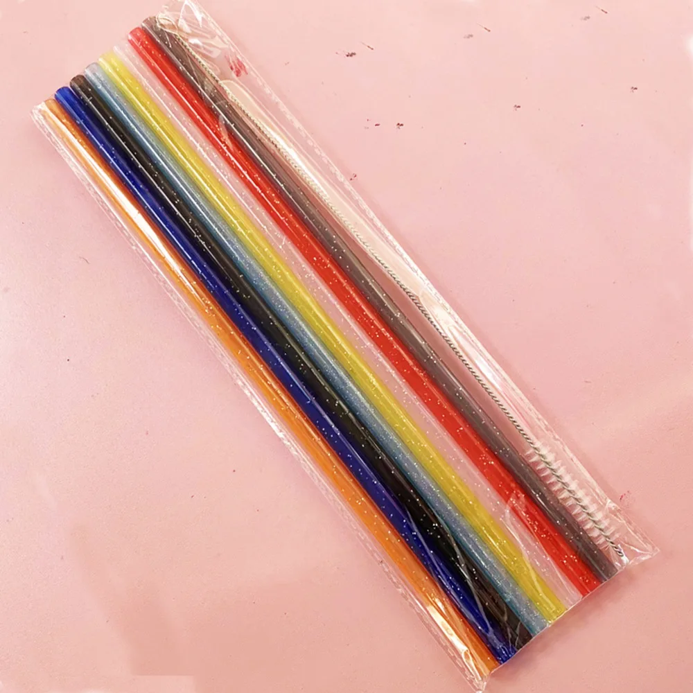 Tumbler Accessories plastic sparkle drinking straw reusable 12inch Long glitter drinking straw for  for 40 oz Cups