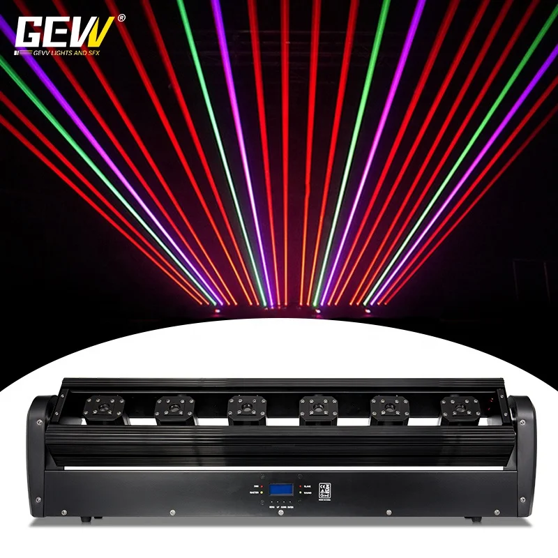 GEVV Professional Stage Equipment Dmx RGBW Lazer Lights 500mw Six 6 Eyes Moving Head Laser Light for DJ Disco Bar Club