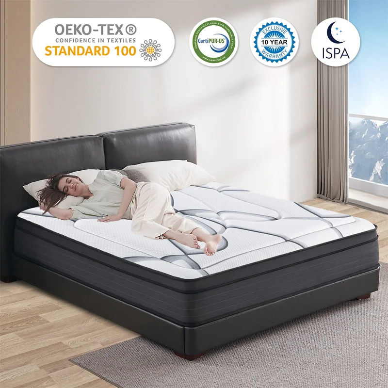 Euro top compressed Memory Foam orthopedic Mattress King Size Comfortable Hotel spring sleep well mattresses roll up in a box