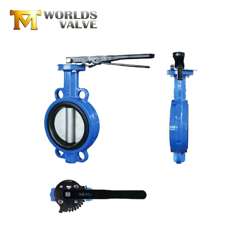Cast iron CF8 Plate Standard 10K 100 A handle manual operated DK wafer butterfly valve