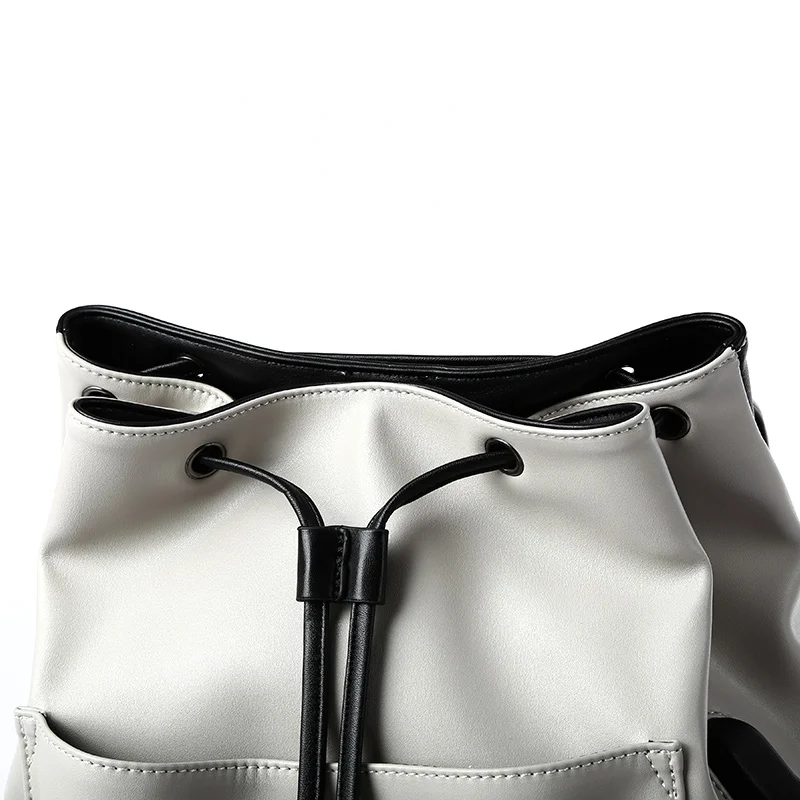 Unisex PU Leather Computer Laptop Bag 15.6 inch Backpack Shoulder Bags Travel Hiking Rucksack Casual Daypack Black