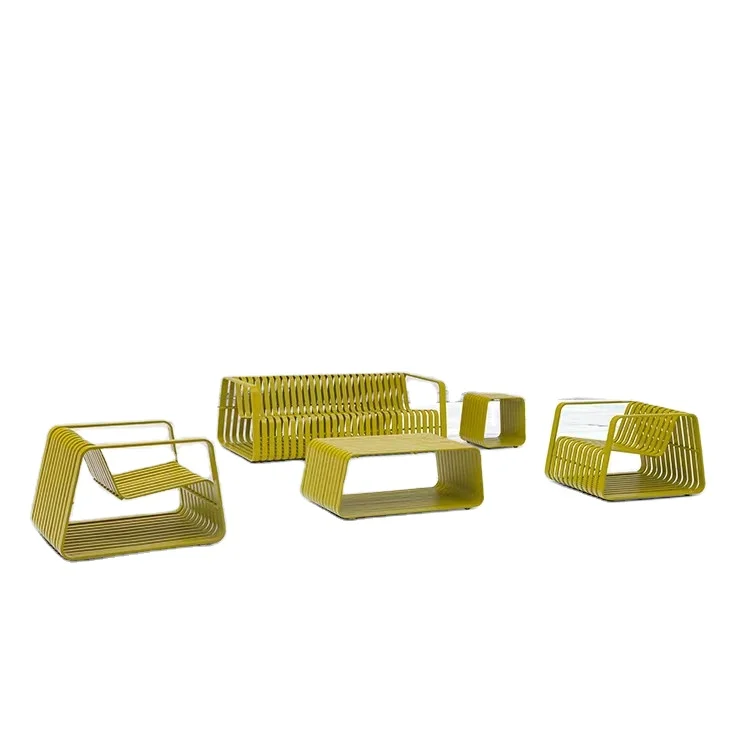 Антикварная садовая мебель Tctd, алюминиевый садовый журнальный столик, желтый