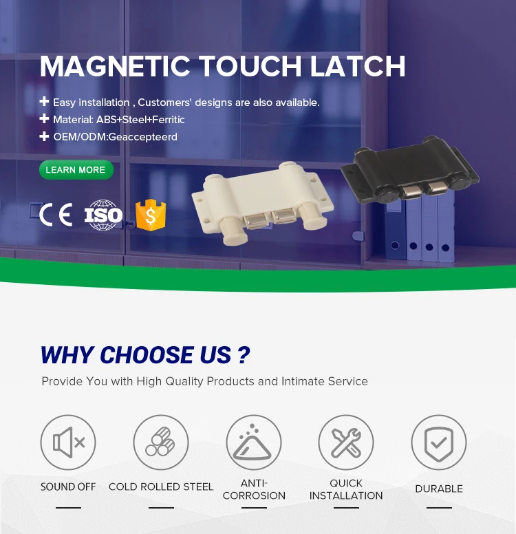 Door Fittings Black Double Magnetic Touch Push Latch Glass Kitchen Cabinets Modern Kitchen Cupboards Hardware