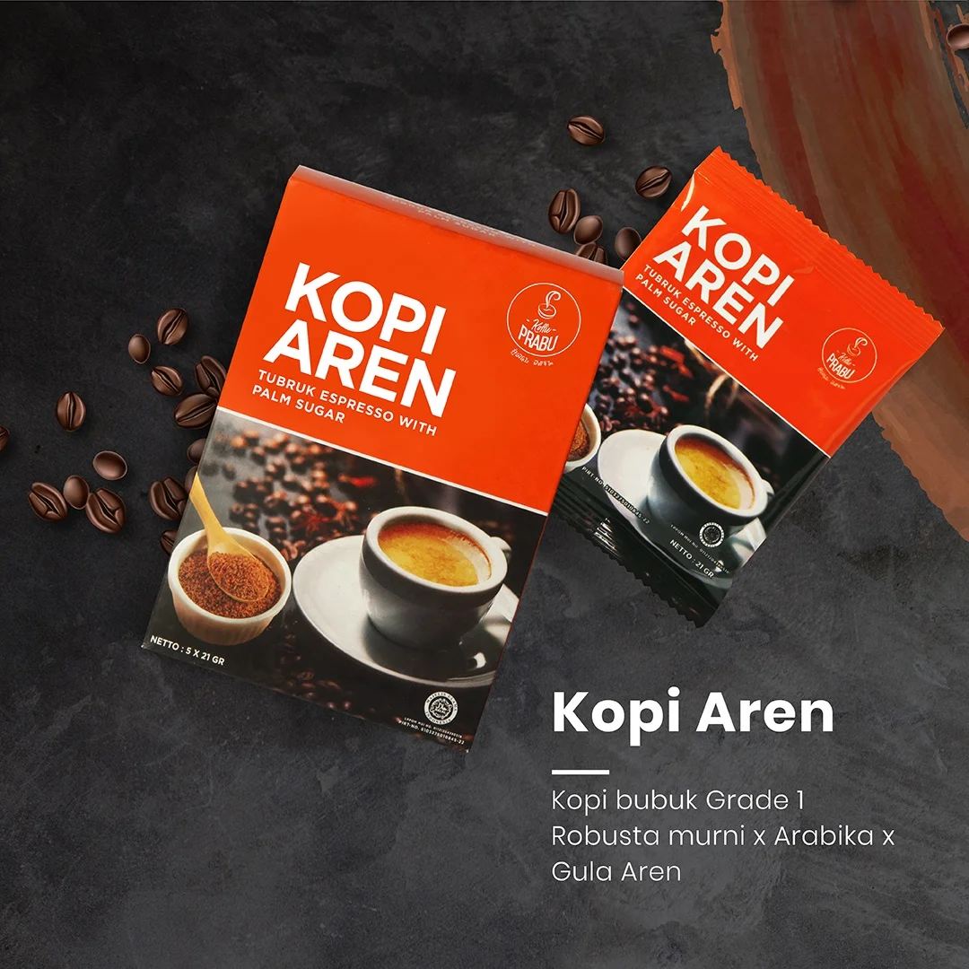  Кофейный порошок Arabica смешанный Robusta и натуральный ладонный Сахар: Kopi Aren от Koffie Prabu