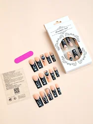 24 Pcs/box Fashion Art Fakes Nails Acrylic Tips Press On Nails Wholesale Cross Star Artificial Fingernails False Nails