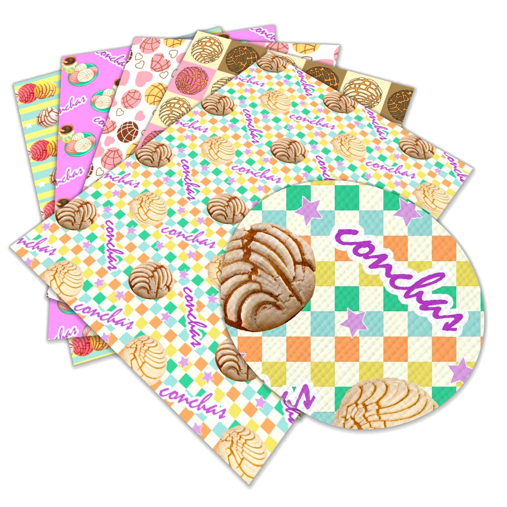 Conchas Shell Mexican bread printed cross faux leather sheets for Bows Sheets DIY Handmade Materials