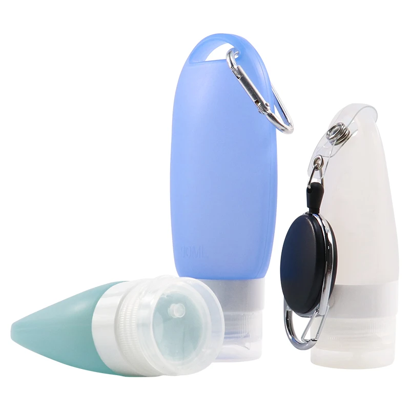 Leakproof Silicone Hand Sanitizer Empty Travel Size Bottles Holder Keychain Key Chain for Hand Sanitizer with Keychain Carabiner