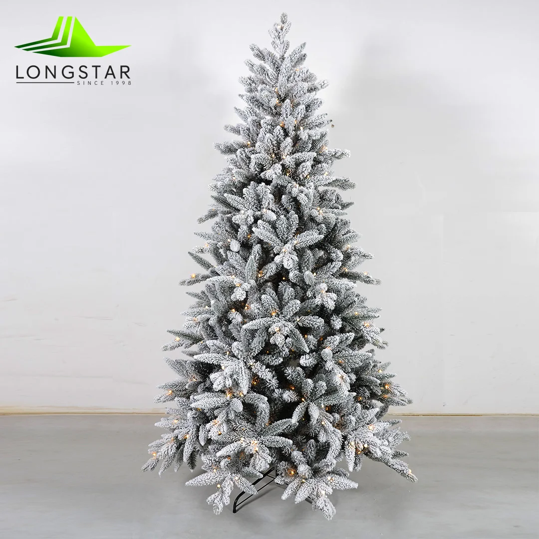 Longstar China Top-grade Metal Frame Slim Artificial Snowing Christmas Tree