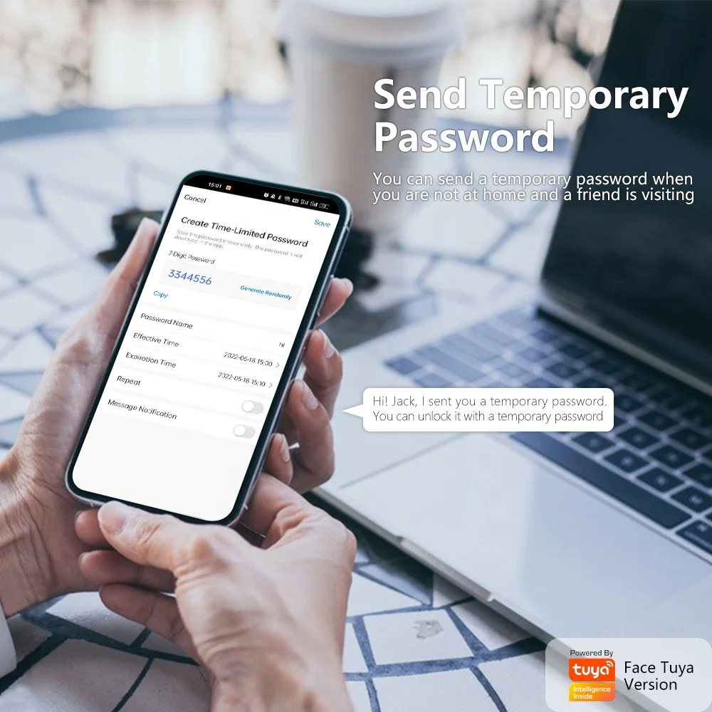 Eseye Smart Home Automatic 3D Face Recognition Tuya Wifi Fingerprint Smart Door Lock Cerradura de puerta inteligente