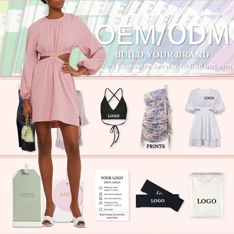 OEM dress brand design cut and sew manufacturer cut out fashion wholesale woman dress short summer cotton dress for women