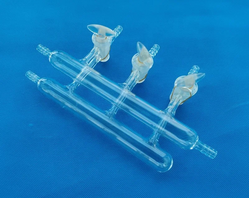 Lab use 3 4 5 6 ports double line Glass Vacuum gas manifold Schlenk line with stopcock