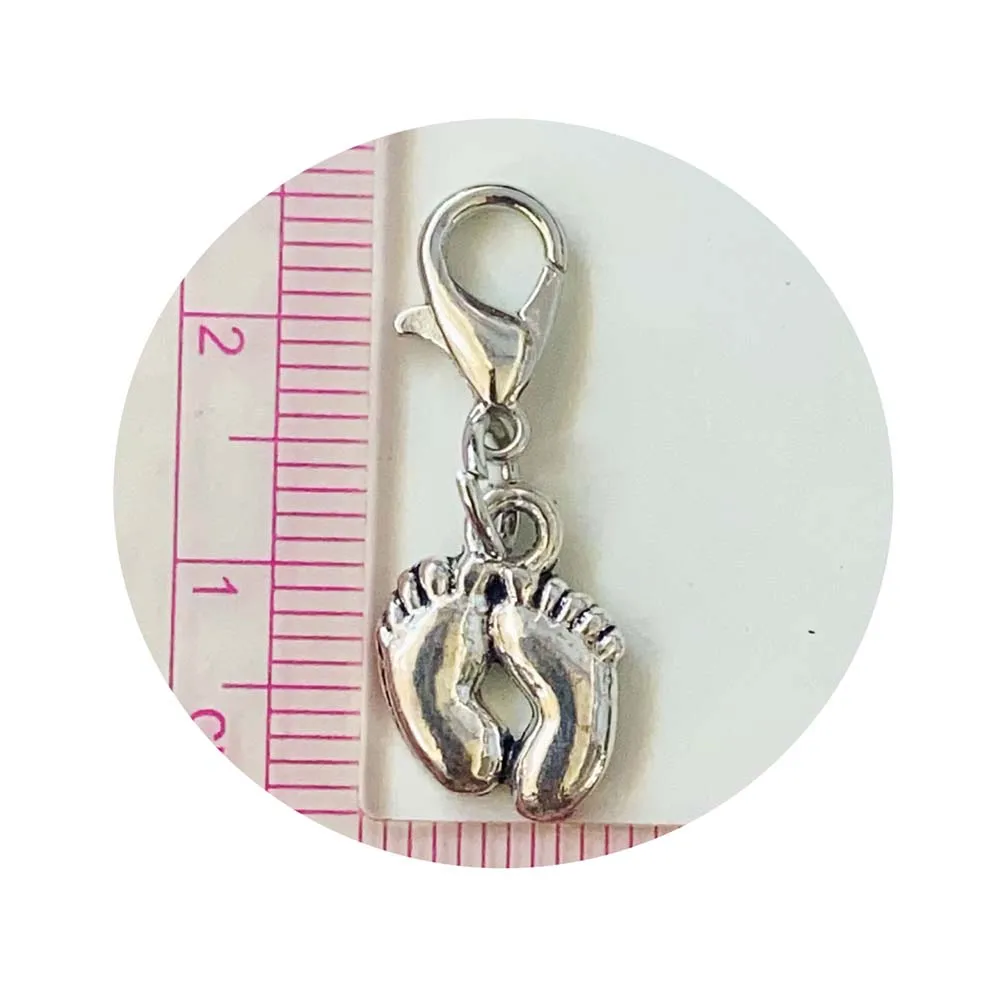 Bulk 10pcs metal keychain plush key chain little feet enamel charm