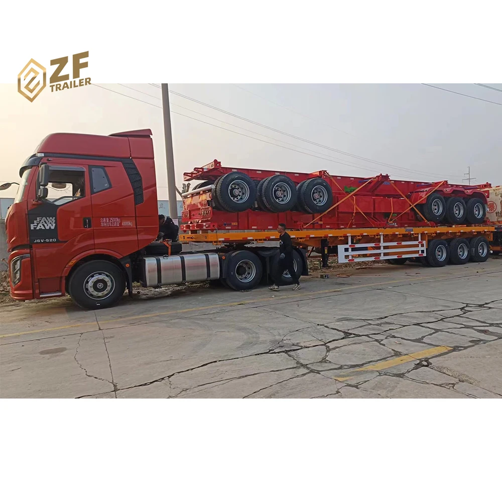 Hot Sale 40ft 60ft Pan Trailer Flatbed Truck Trailer 3 Axles flatbed trailer for sale kenya