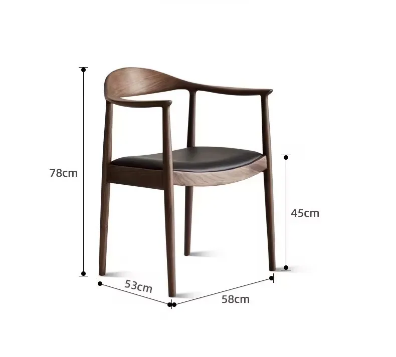 All Solid Wood Nordic Chair with Tufted Armrest Back Horn for Outdoor Hotel Bedroom School Dining Study Leisure Office Use