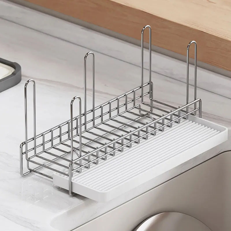 Cup Drying Rack 304 Stainless Steel kitchen desktop Cutting Board Holder Glasses Upside Down Drain Shelf with Drip Tray pull out
