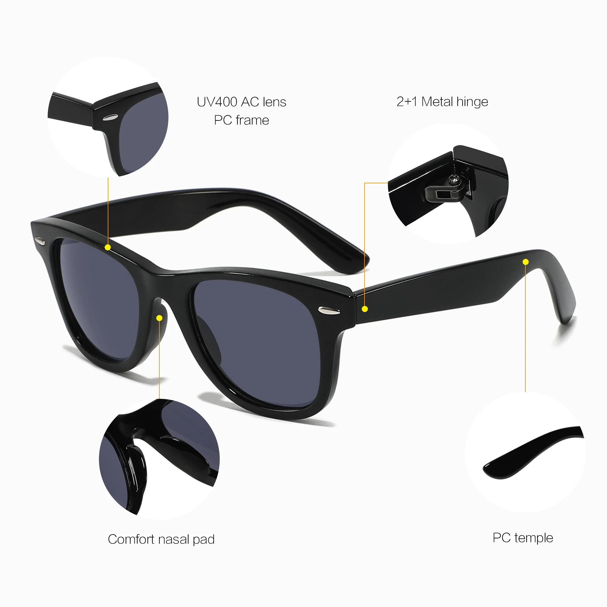 CONCHEN New fashion Square kids glasses sunglasses AC UV400 sun glasses for children High quality kids sun glasses 2024