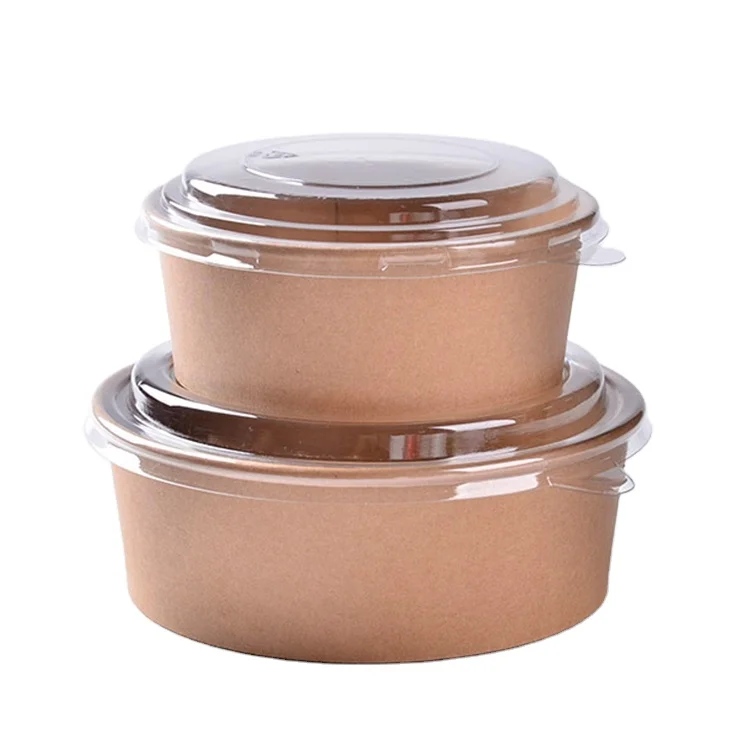 Миска одноразовая из крафт-бумаги с крышкой, лучшее качество, индивидуальный дизайн