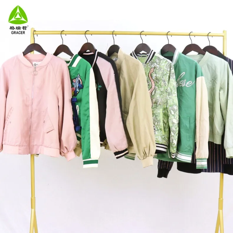 Used clothes supplier fashion baseball jacket second hand clothes wholesale